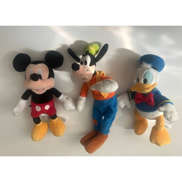 3 MICKEY MOUSE DONALD DUCK & GOOFY PLUSH STUFFED ANIMALS SOFT TOYS BUNDLE - Picture 1 of 6
